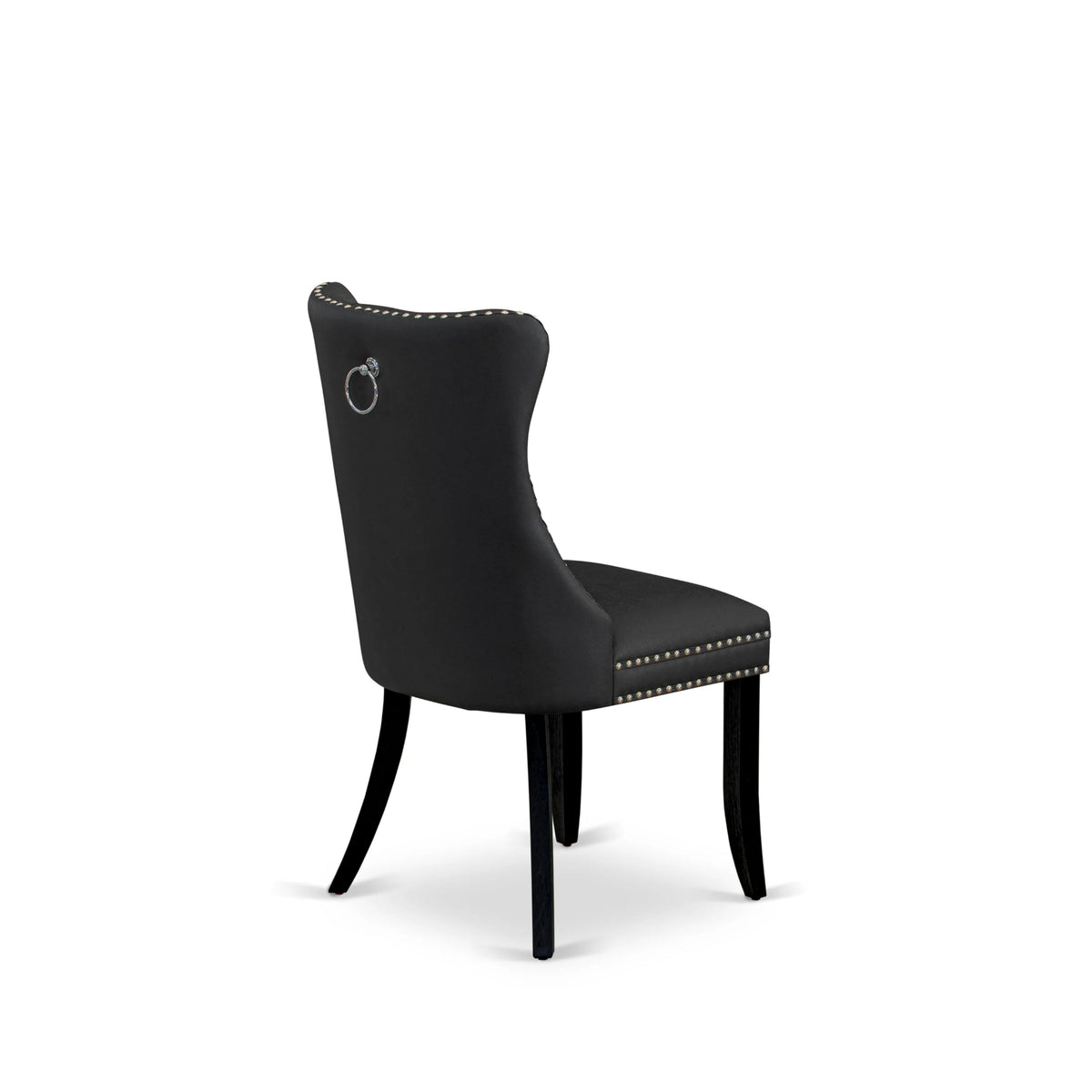 Button Tufted Dark Gray Polyester Fabric Upholstered Dining Chairs, Set of 2 Q853100