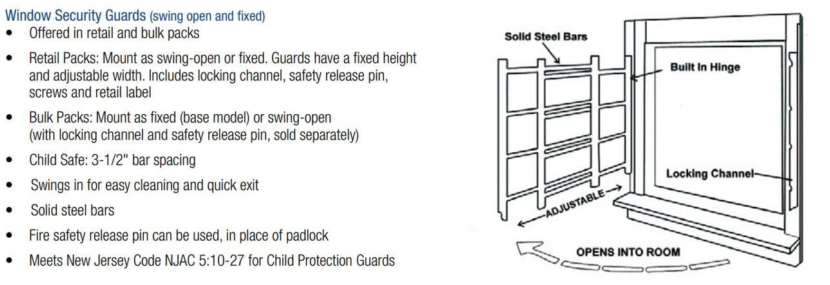 White 3-Bars Adjustable Width Window Safety Guard K290426