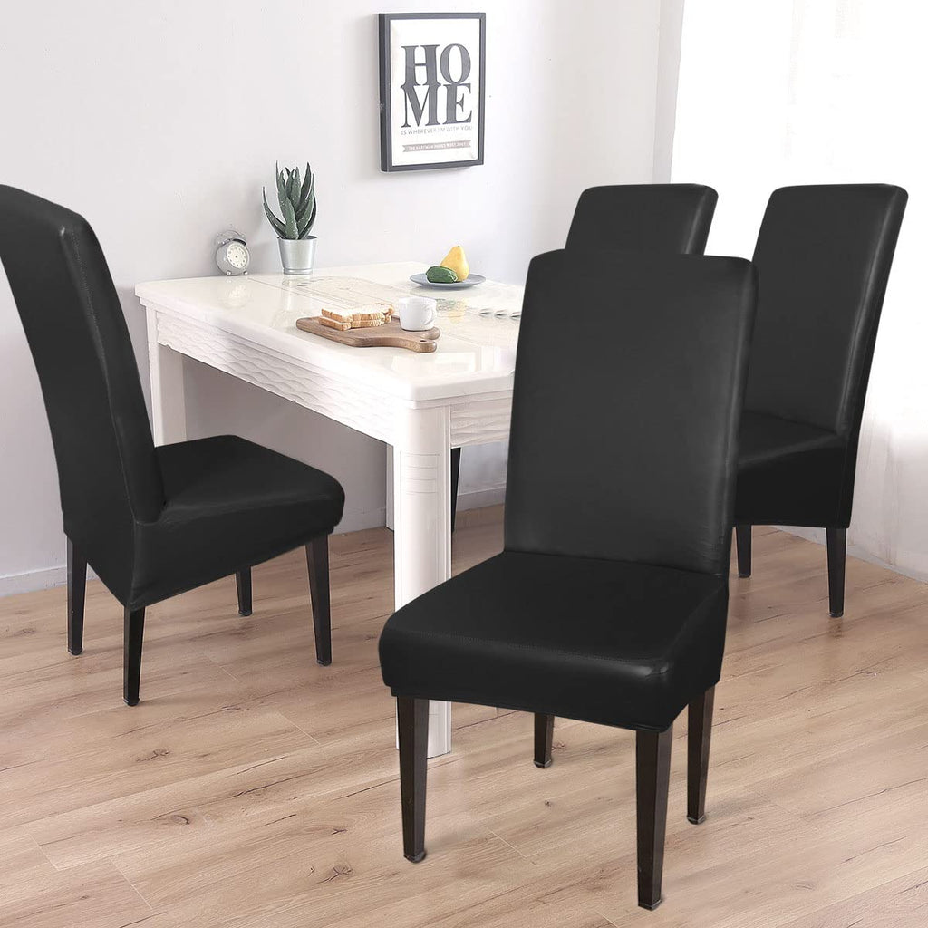 Pu Leather Waterproof Oilproof Stretch Dining Chair Covers 2 PCS W900117