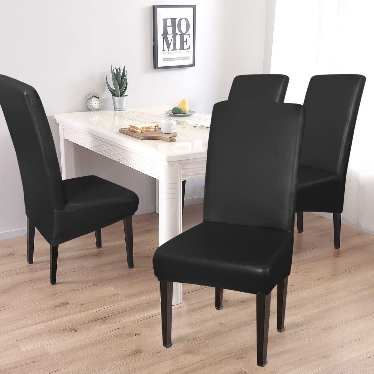 Pu Leather Waterproof Oilproof Stretch Dining Chair Covers 2 PCS W900117