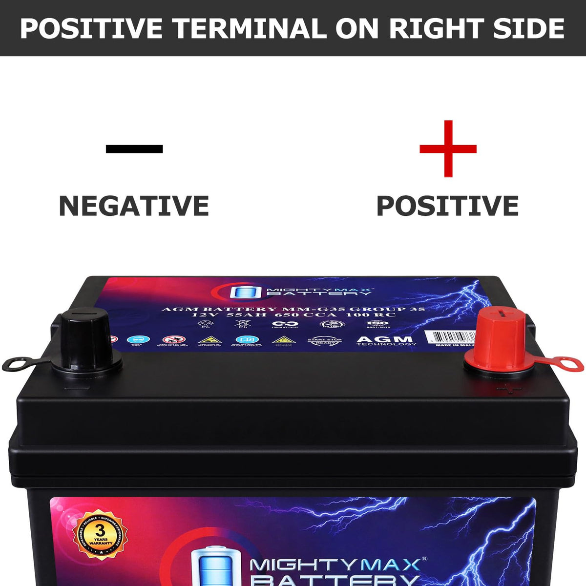 12V 55Ah AGM 650 CCA Replacement Battery G748932