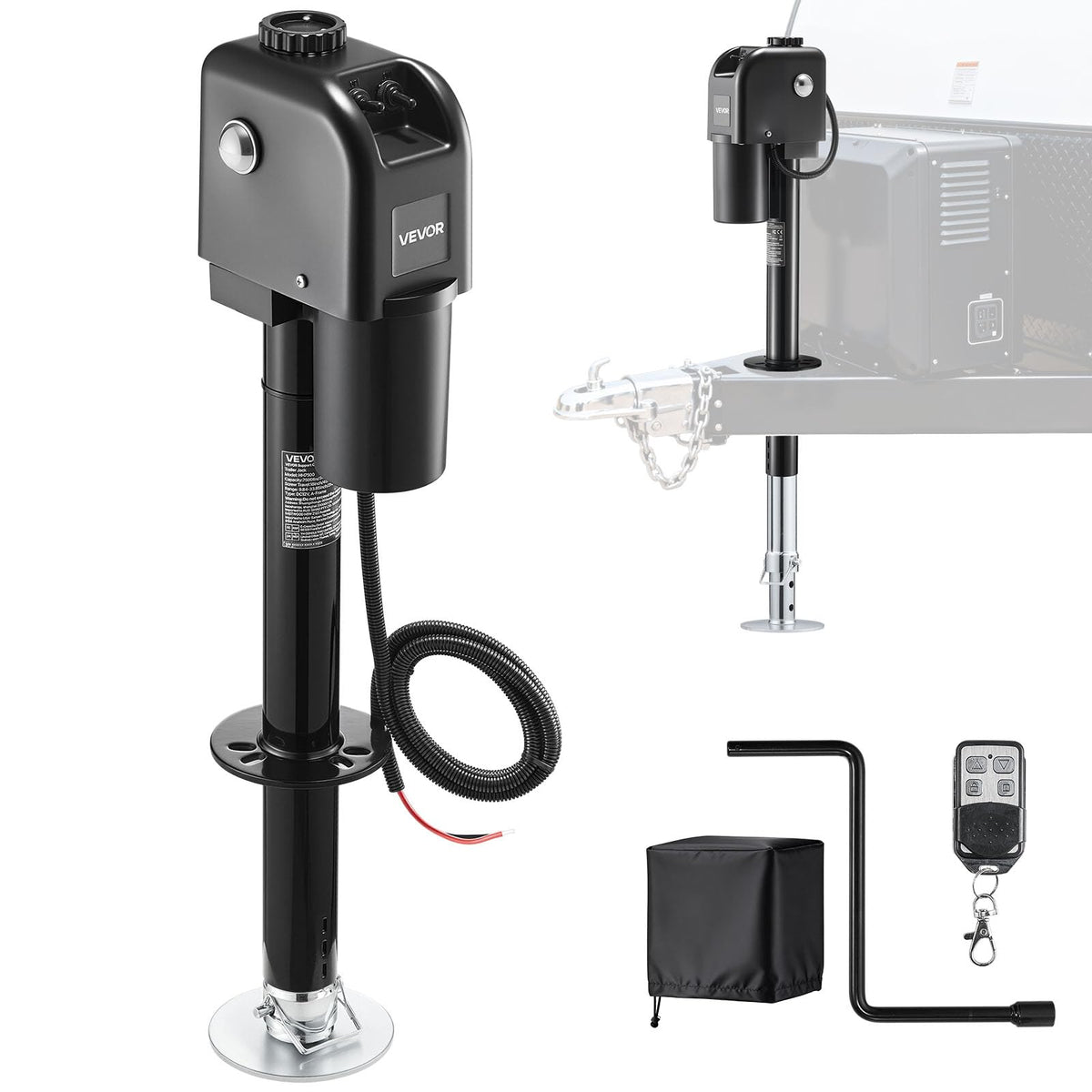 Electric Trailer Jack 7500 lbs Capacity 12V DC Black M9453