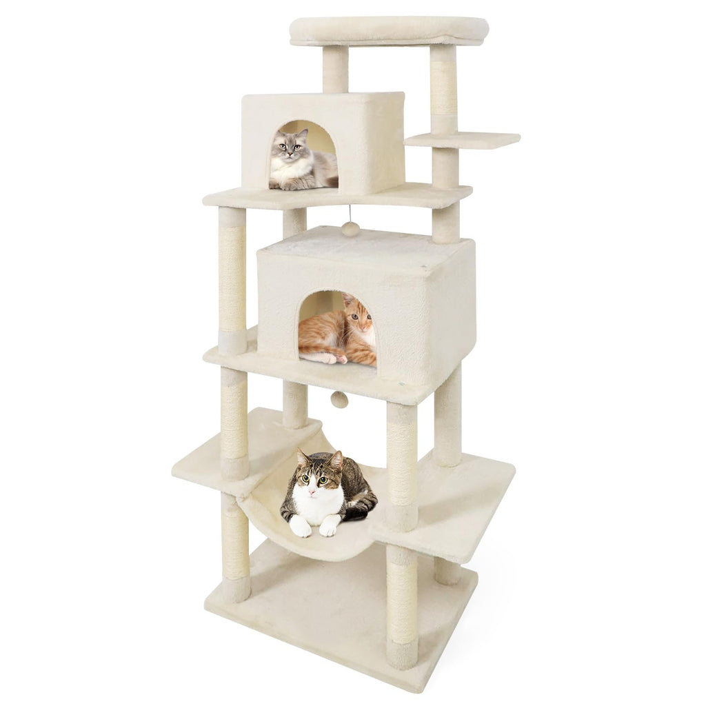 70 Inch Multi-Level Cat Tree with Sisal Scratching Posts and Condos Y50259