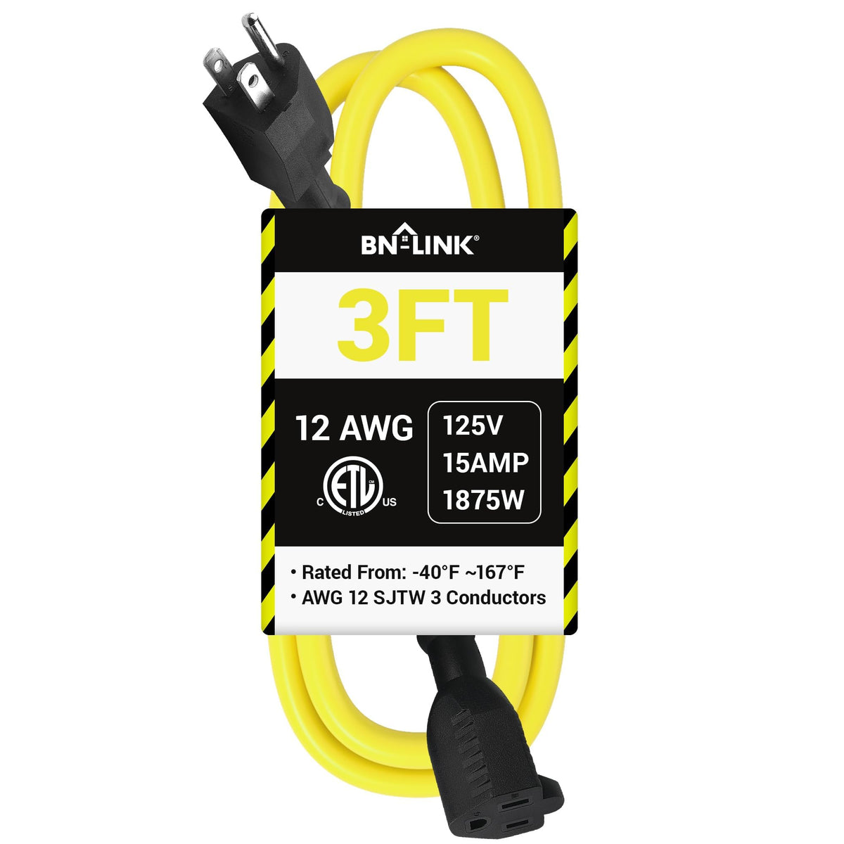 3ft 12/3 SJTW Heavy Duty Outdoor Extension Cord N877662