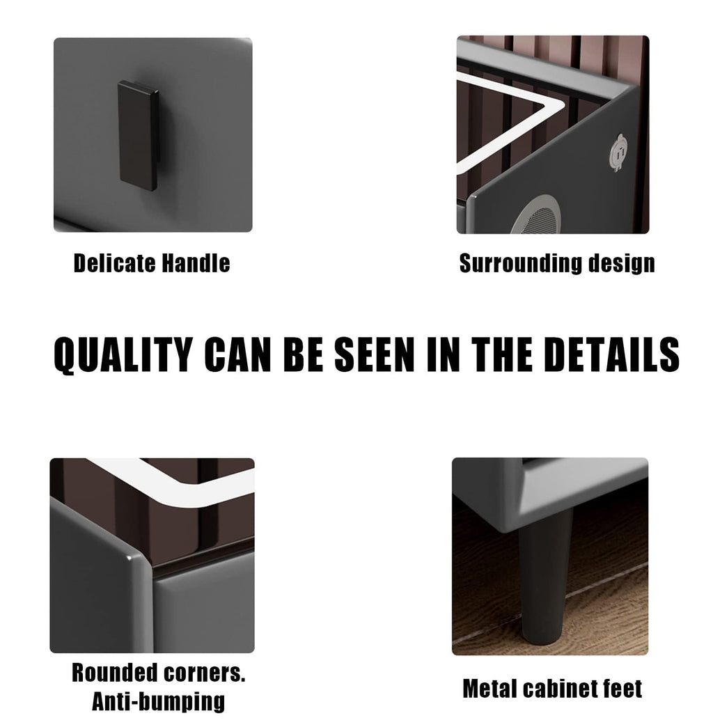 Gray 3 Drawer Smart Bedside Table H13416