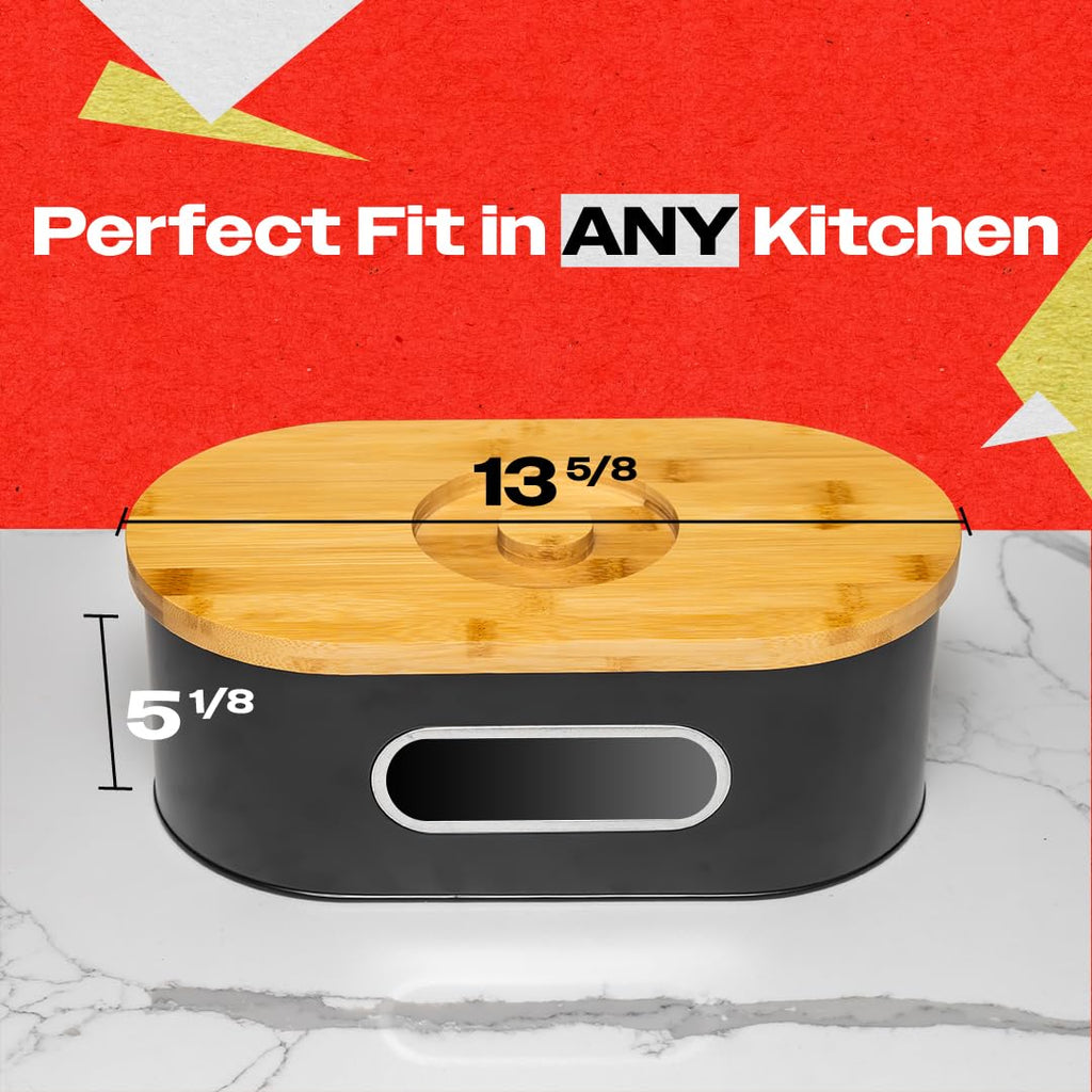 Large 2-Layer Bamboo Bread Box with Clear Viewing Window M64403