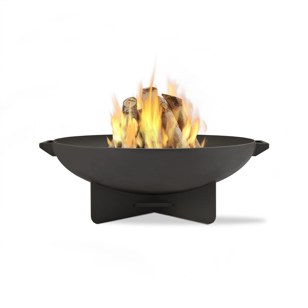 36” Round Wood Burning Steel Fire Pit with Spark Screen, Poker, Log Grate and Storage Cover J550