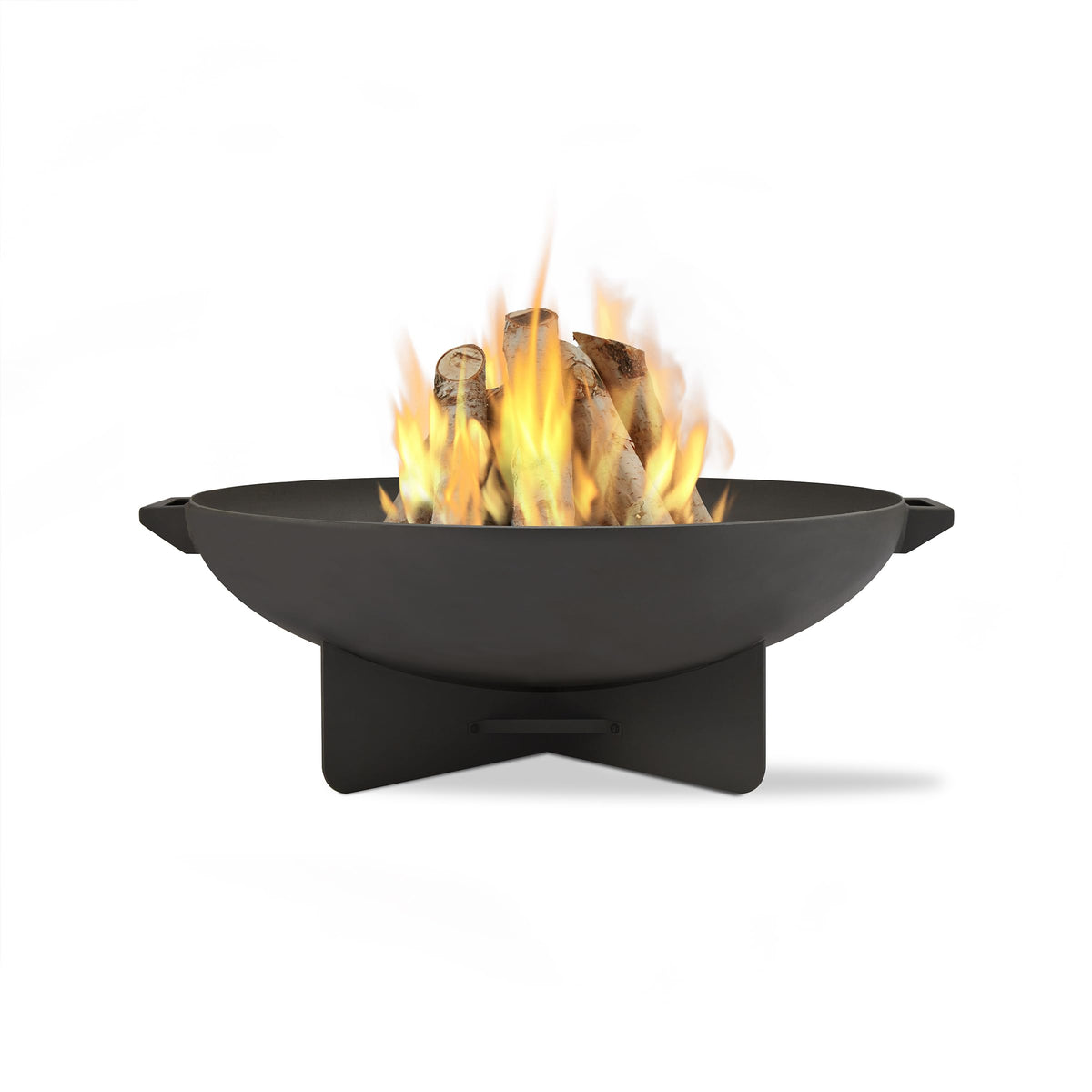 36” Round Wood Burning Steel Fire Pit with Spark Screen, Poker, Log Grate and Storage Cover J550