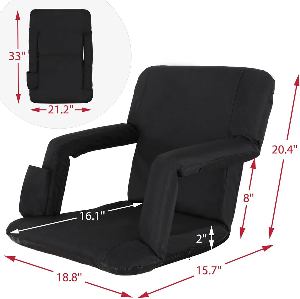 21" 25" Wide Padded Stadium Seat Chair with Back Support and Arms E1101
