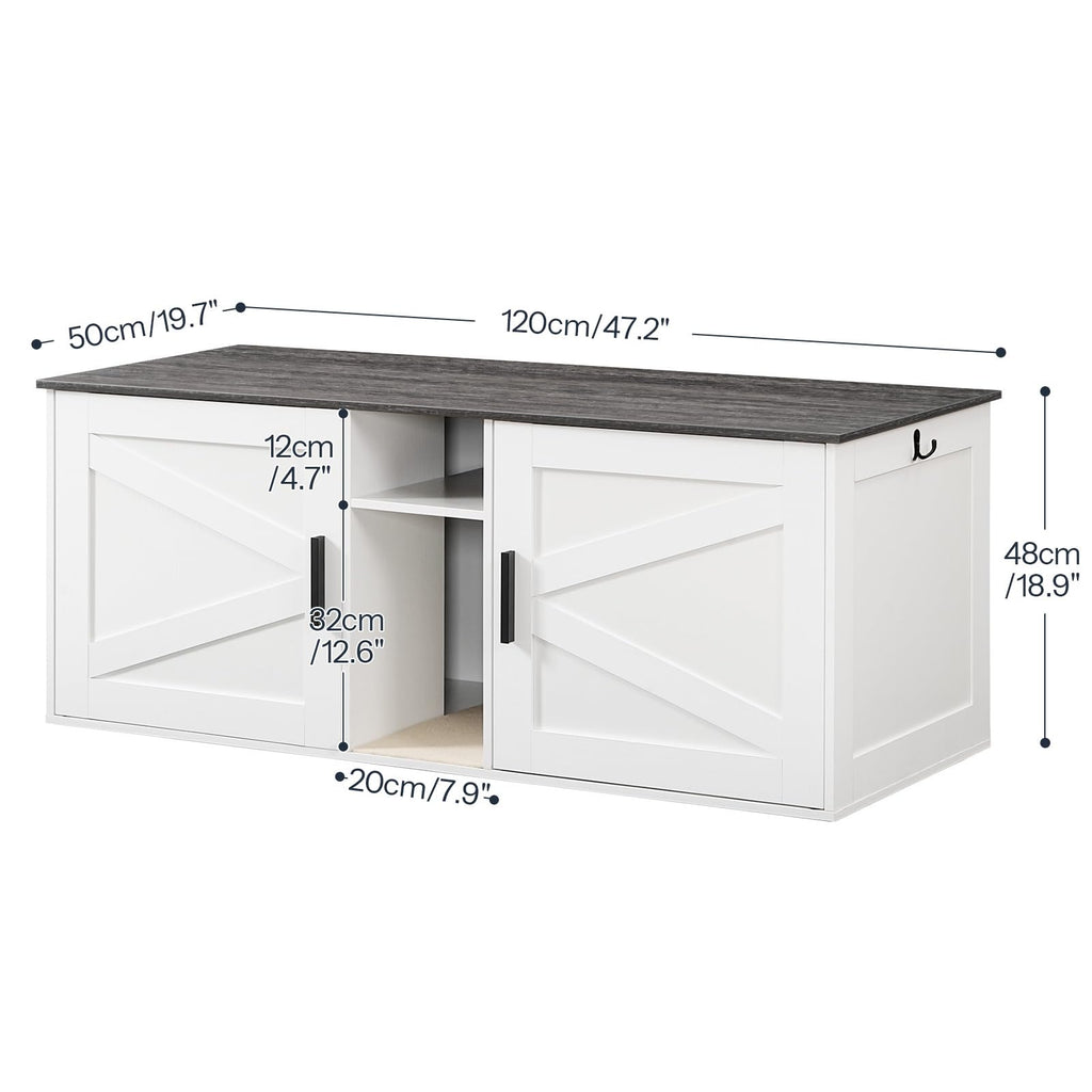 White and Charcoal Gray Cat Litter Box Enclosure P576690