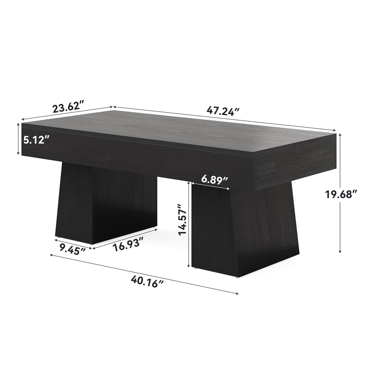 Black 47 Inches Wooden Coffee Table F746