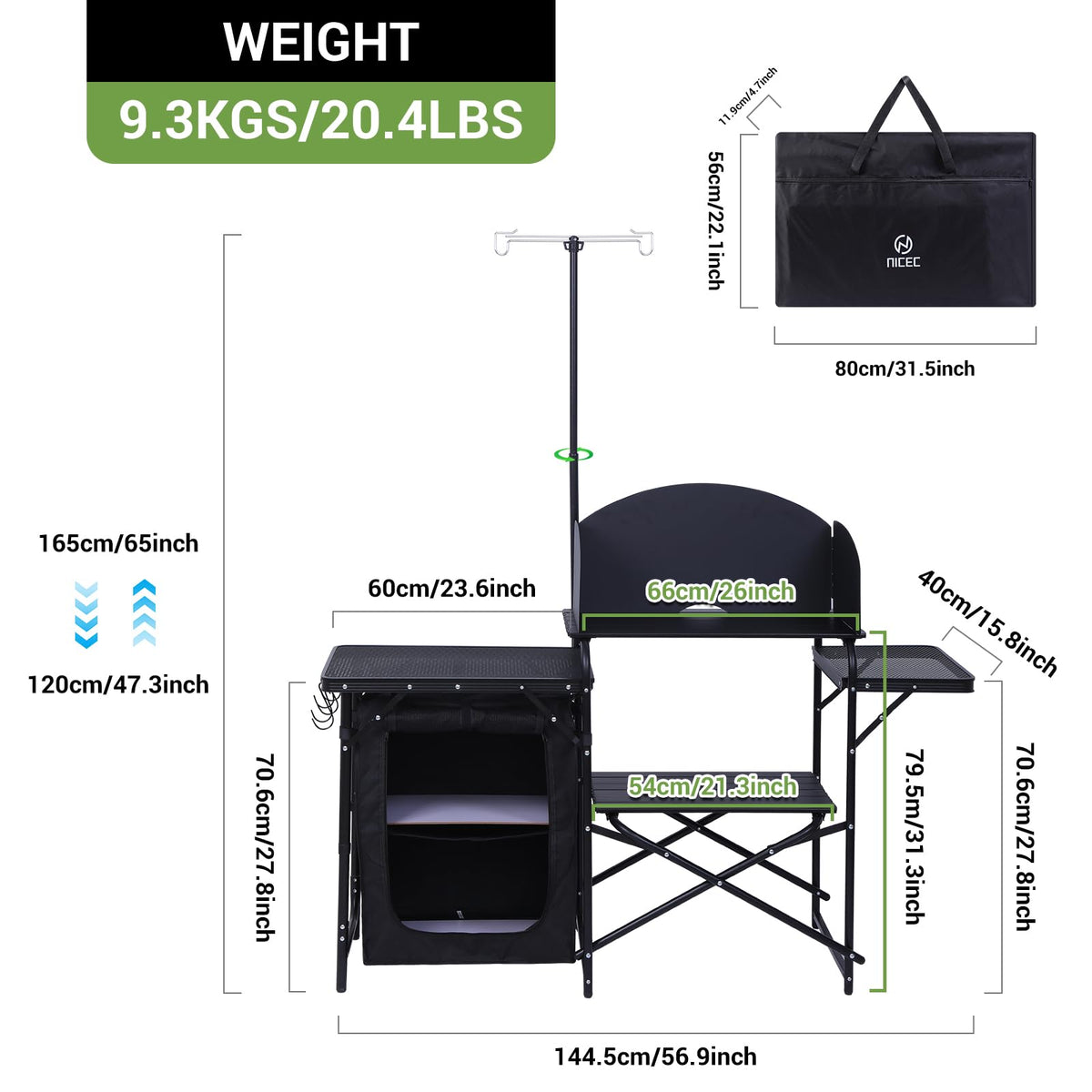 Black Portable Folding Camping Table Y11863