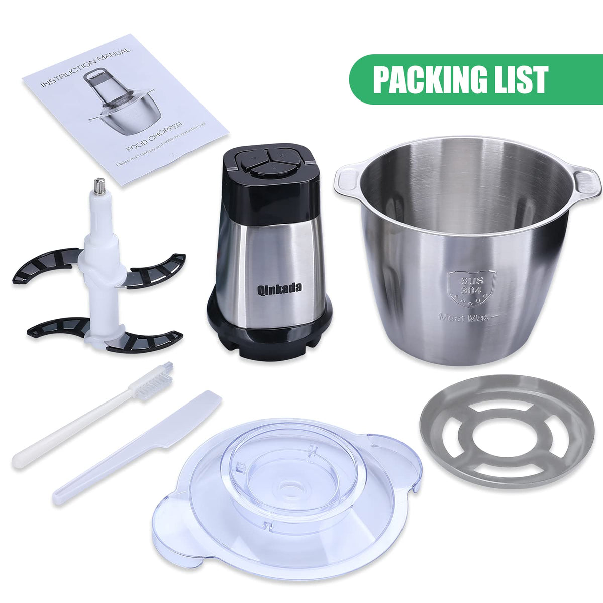 Food Processor 500W Meat Grinder 14Cup Stainless Steel Bowl J524