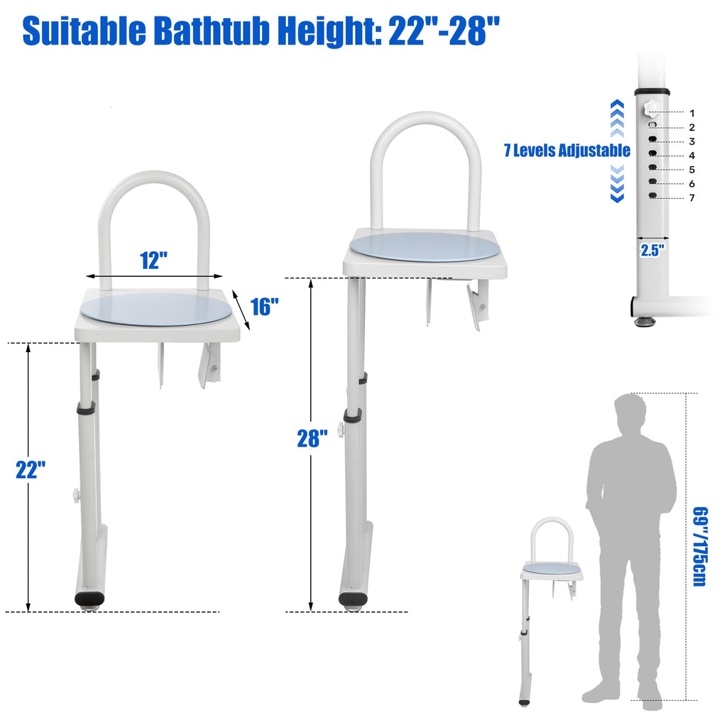 Heavy Duty Height Adjustable Shower Transfer Chair with Handrail M433639