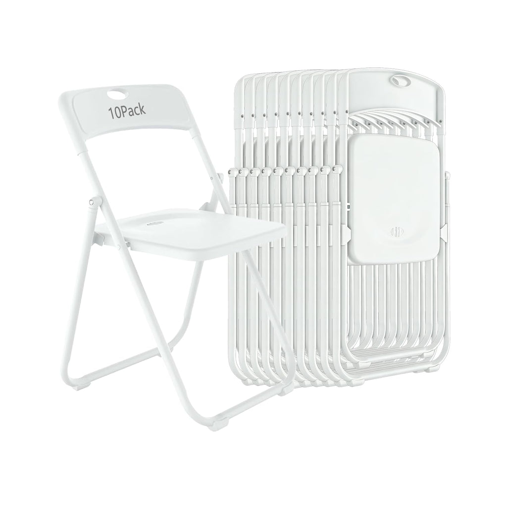 10 Pack White Plastic Folding Chairs P425