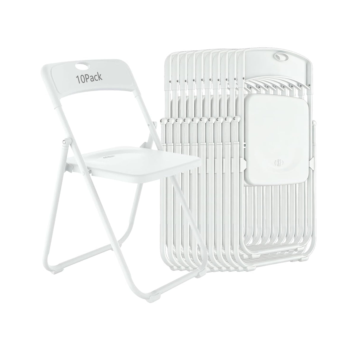 10 Pack White Plastic Folding Chairs P425