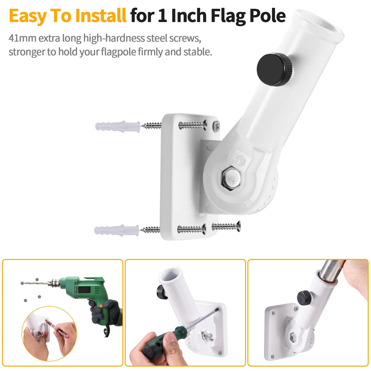 1" Flag Pole Holder Brackets with Hardwares Q1427