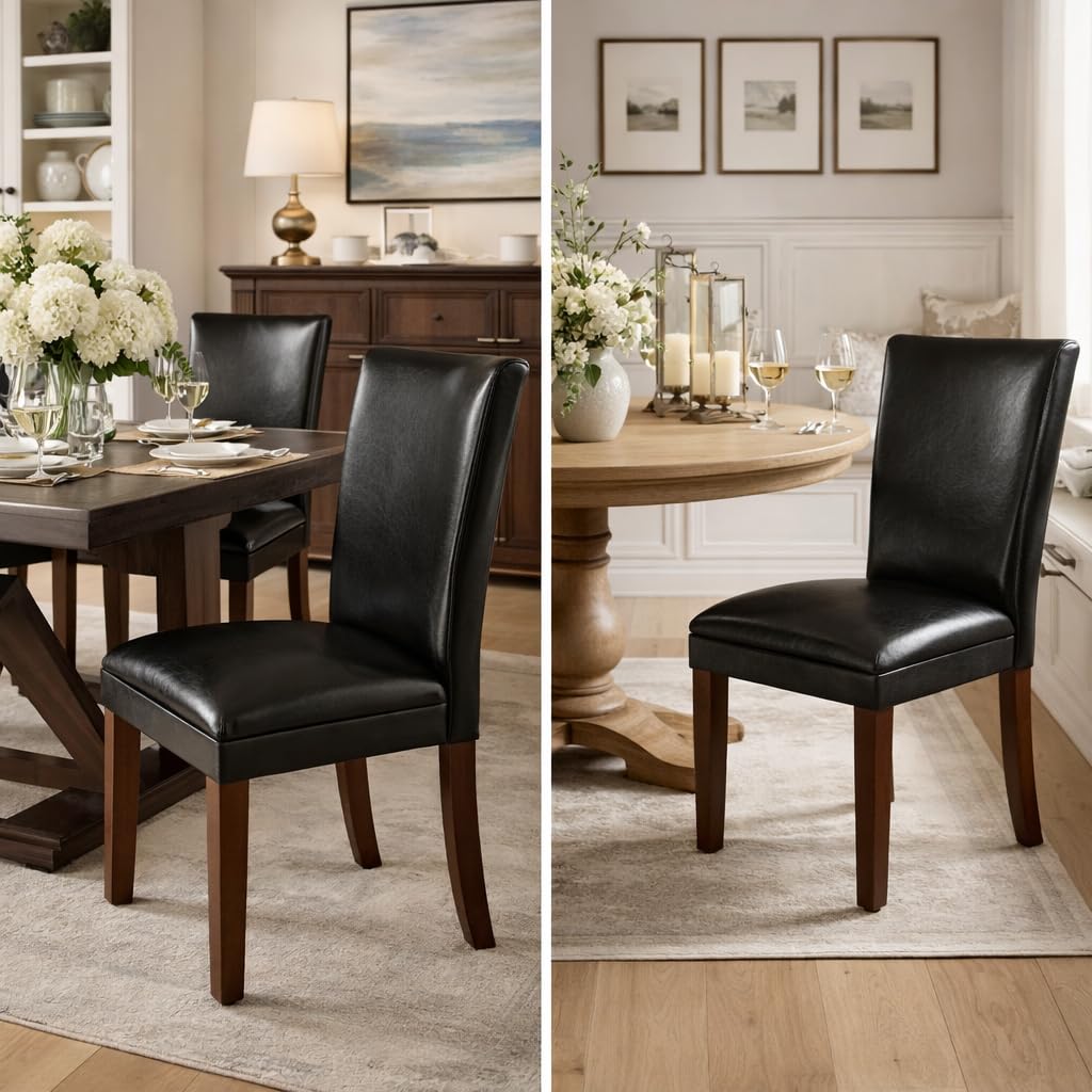 Black Faux Leather Dining Chair Set of 2 P2663