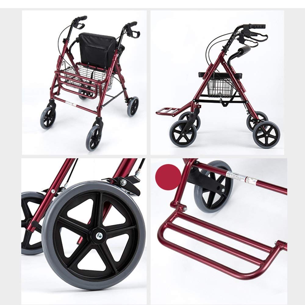4 Wheeled Folding Rollator Walker with Padded Seat and Backrest G77152