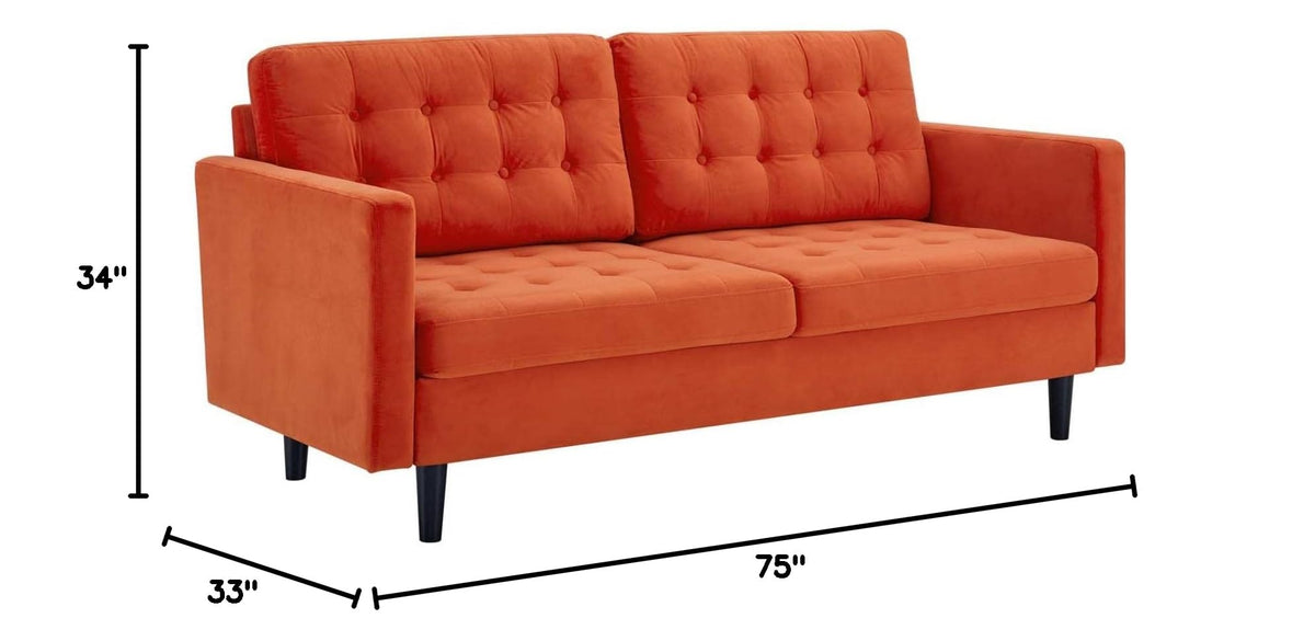 Orange Tufted Performance Velvet Sofa C2216