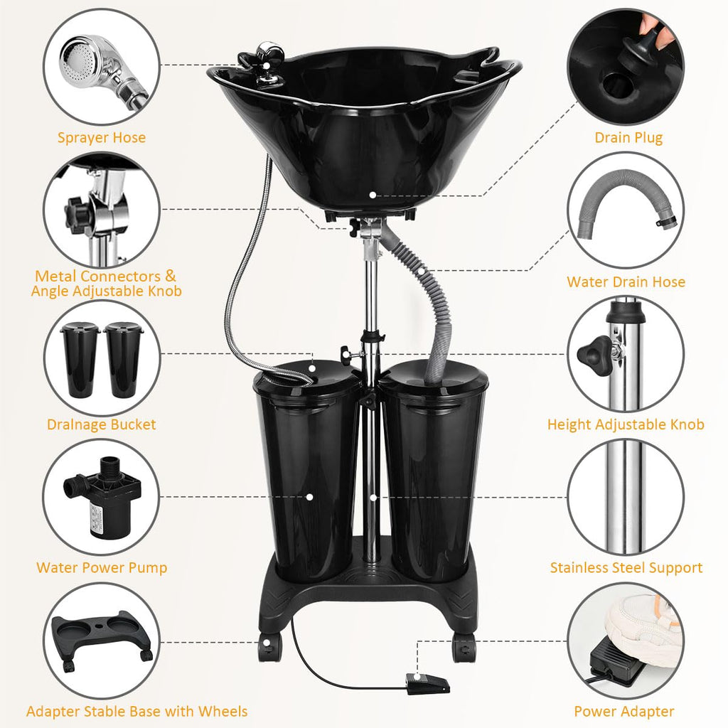 Portable Shampoo Bowl with Electric Pump A378
