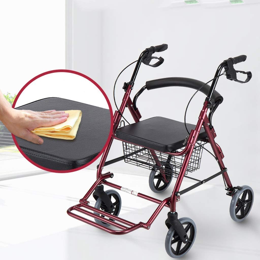 4 Wheeled Folding Rollator Walker with Padded Seat and Backrest G77152
