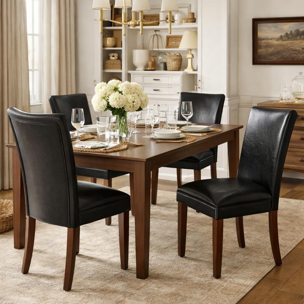 Black Faux Leather Dining Chair Set of 2 P2663