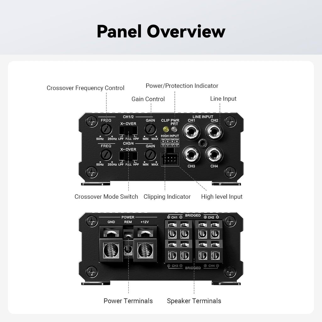4 Channel Car Amplifier 200x4 Peak 400 Watts Mini Class D S6005