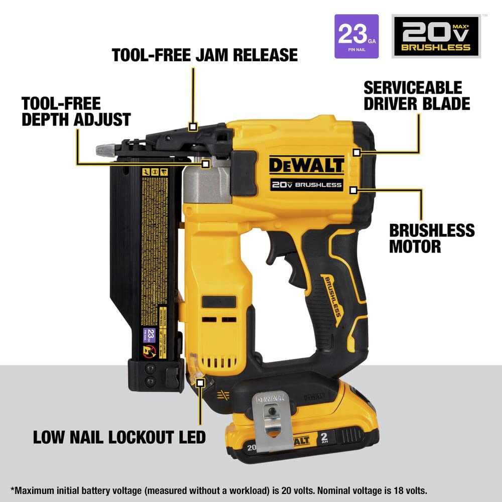 20V MAX Brushless Cordless 23 Ga. Pin Nailer Kit Q22279