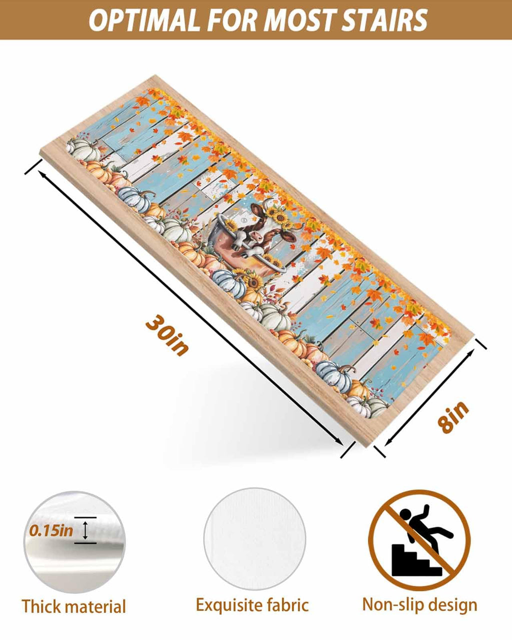 15 Pack Non Slip Carpet Stair Treads with Adhesive, 8x30 inch O6380