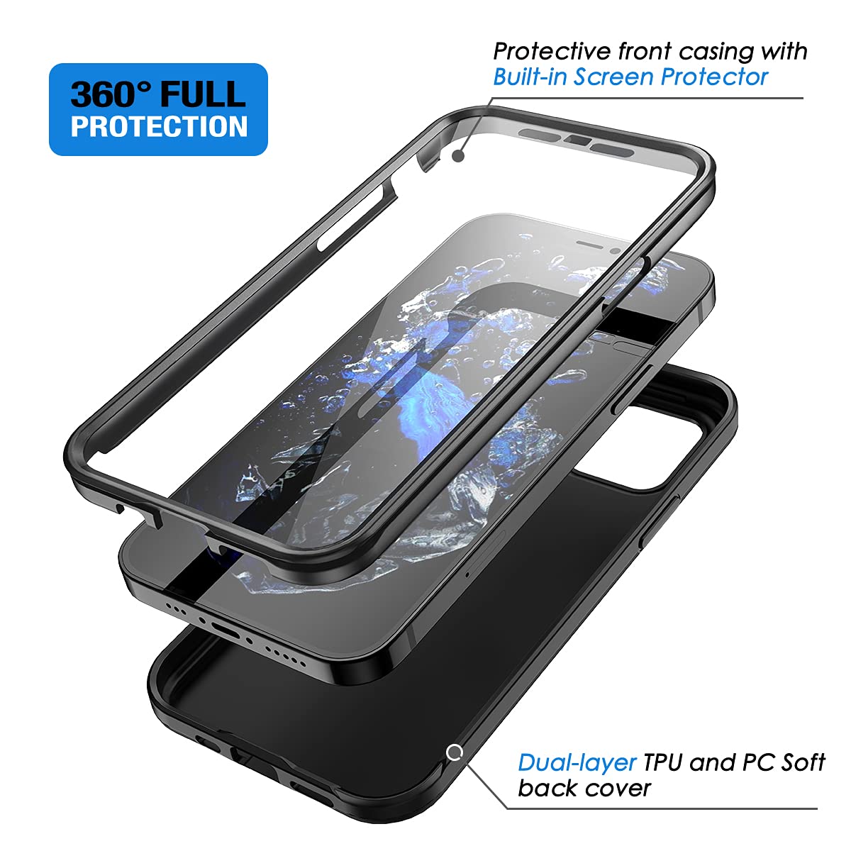 iPhone 12 Mini Case with Screen Protector Black S4377