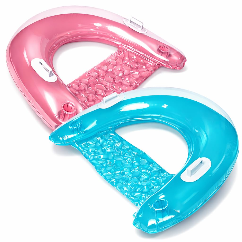 Inflatable Pool Chair Float 2 Pack with Drink & Phone Holder N865949