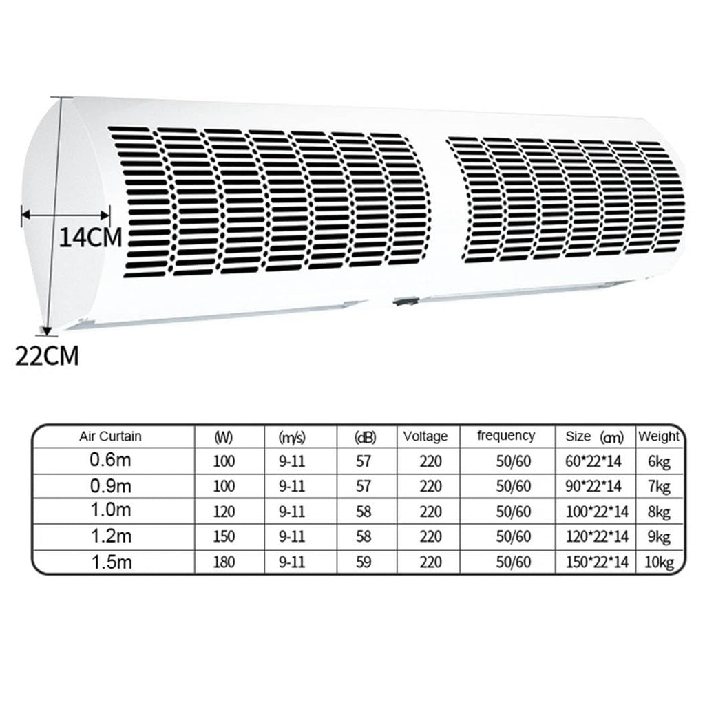 Over Door Air Curtain 60cm 2 Wind Speeds Remote Control V704