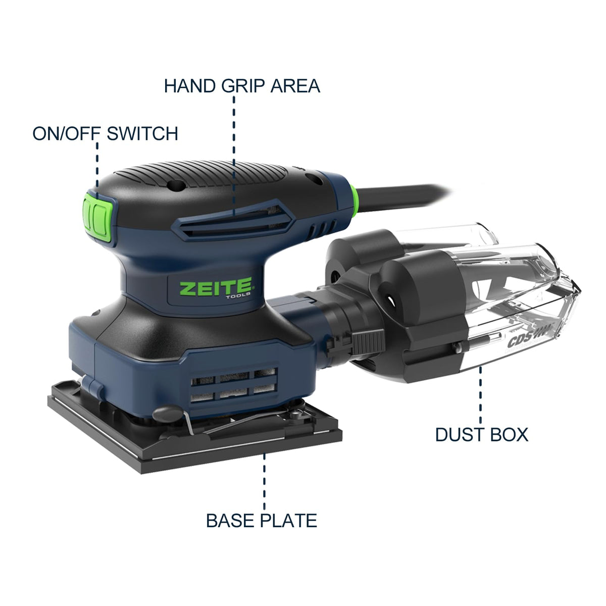 2.4 Amp 1/4 Sheet Electric Palm Sander with 12Pcs Sandpapers E152