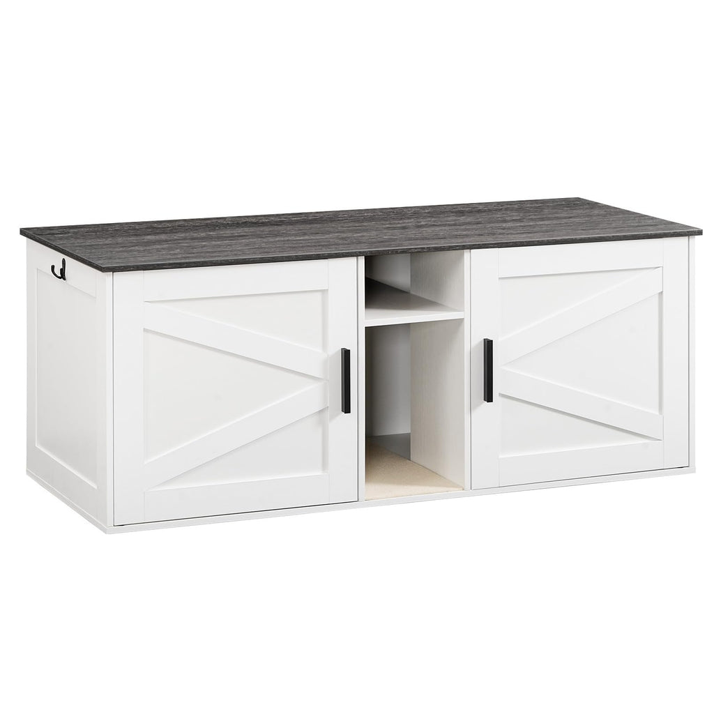 White and Charcoal Gray Cat Litter Box Enclosure P576690
