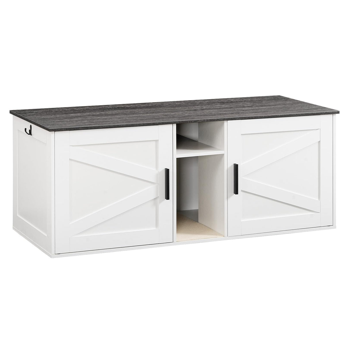 White and Charcoal Gray Cat Litter Box Enclosure P576690
