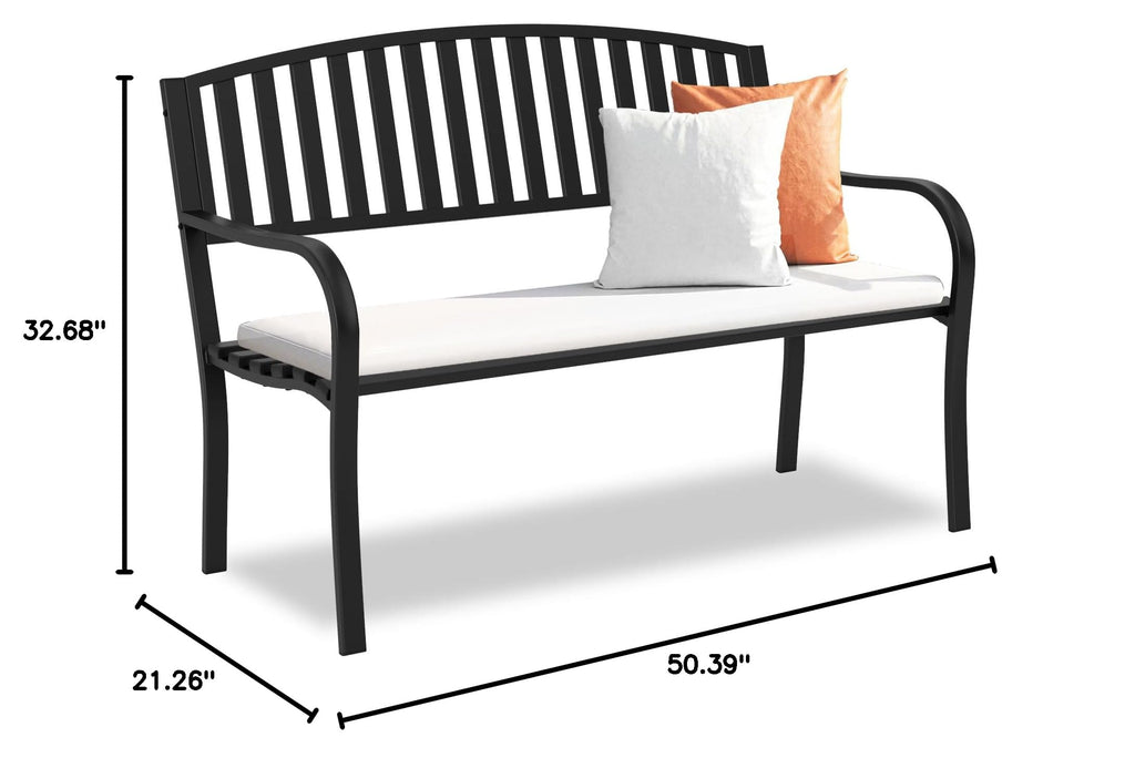 Weatherproof Heavy-Duty Wrought Iron Outdoor Bench T721230