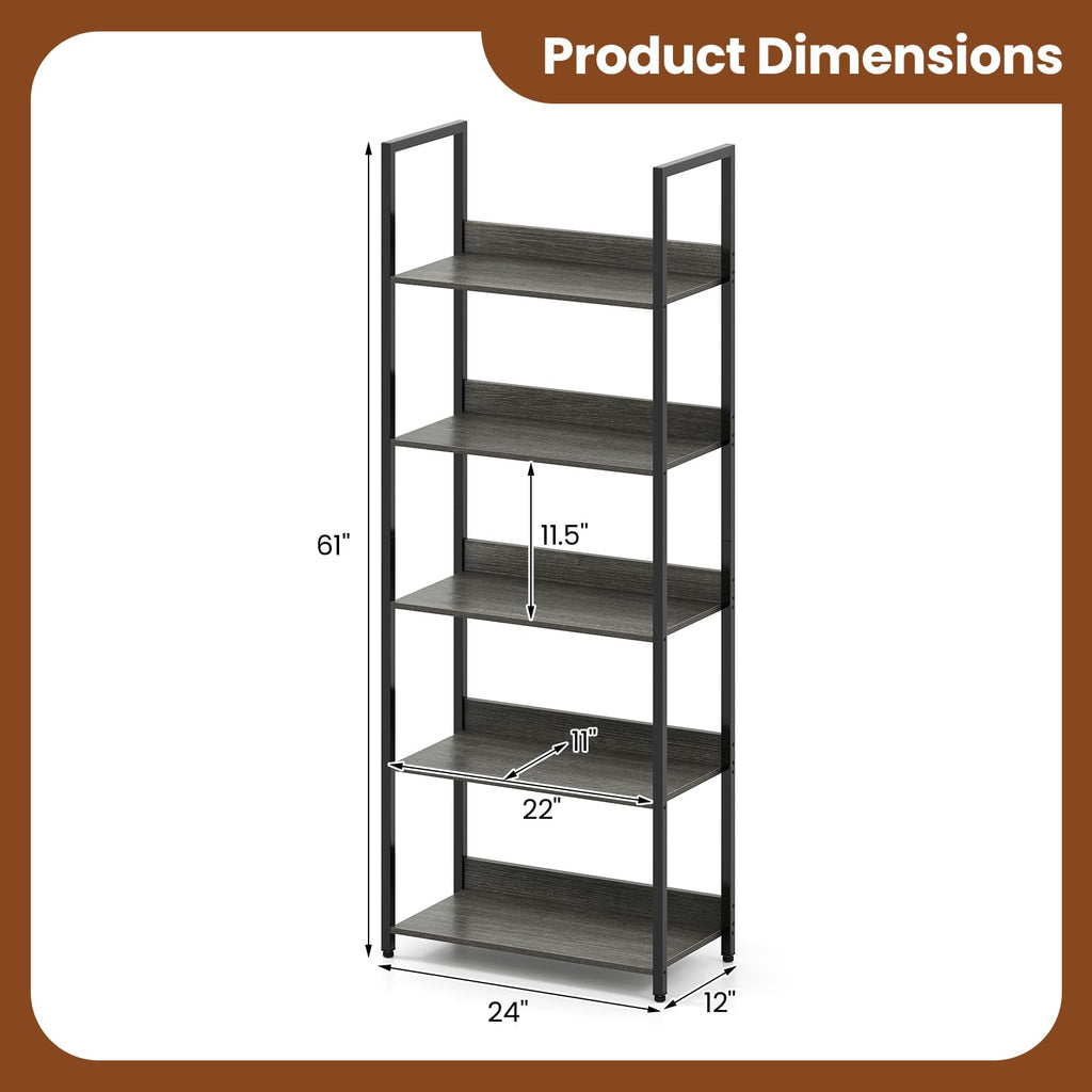 5-Tier Wooden Bookshelf Set of 2 R632