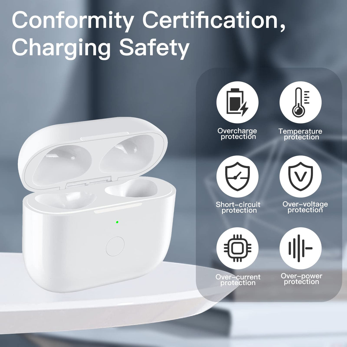 White Wireless Charging Case Replacement with Bluetooth Pairing Sync Button A219840