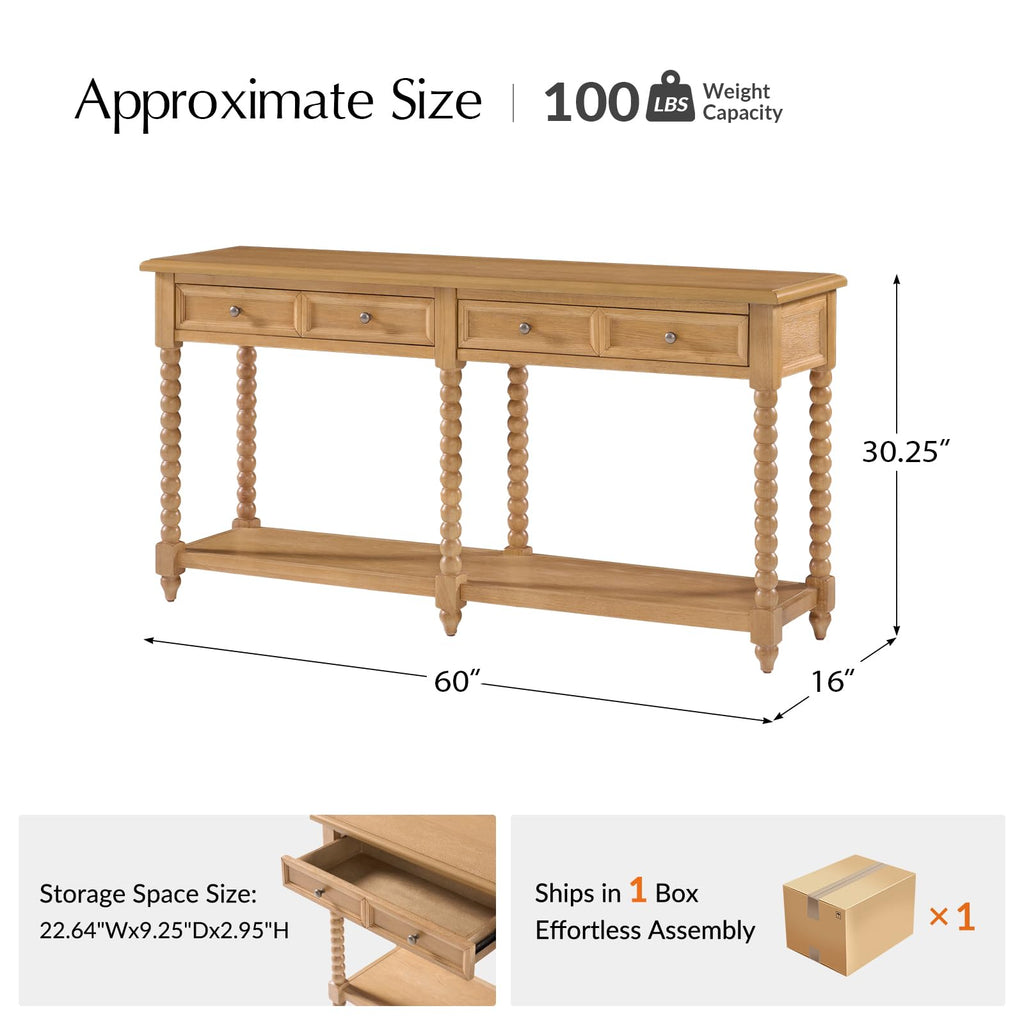2-Drawer Oak Console Table I70560