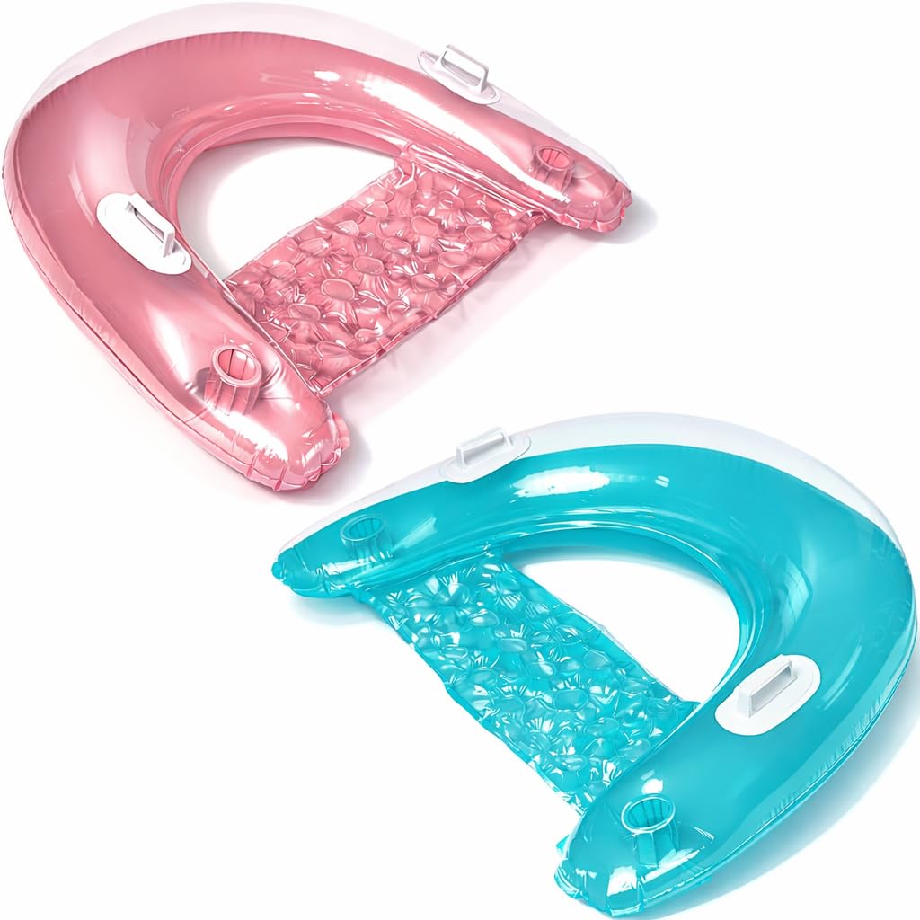 Inflatable Pool Chair Float 2 Pack with Drink & Phone Holder N865949