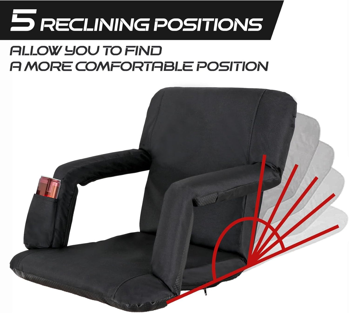 21" 25" Wide Padded Stadium Seat Chair with Back Support and Arms E1101