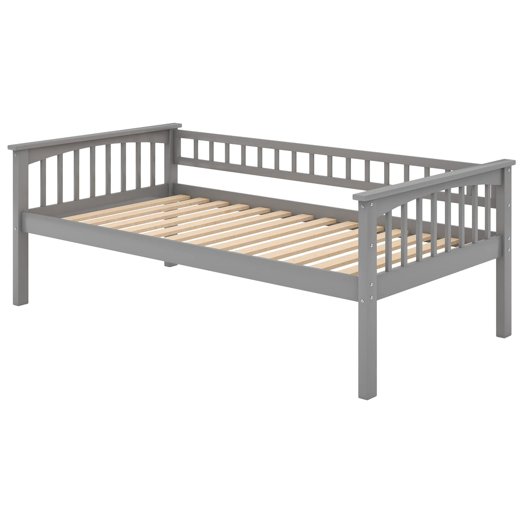 Grey Convertible Wood Twin-Over-Twin Bunk Bed with Storage Drawers and Ladder H770