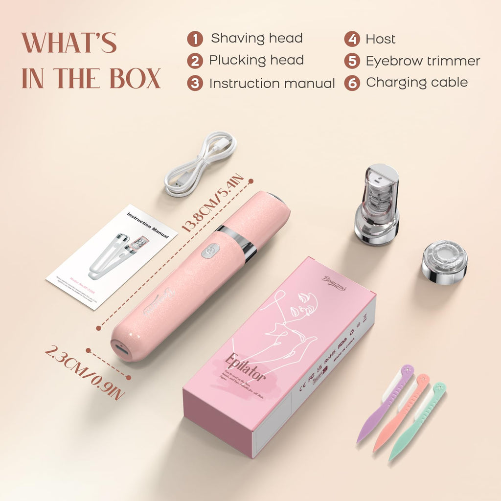 2-in-1 USB Rechargeable Electric Facial Hair Remover with LED Light V4577