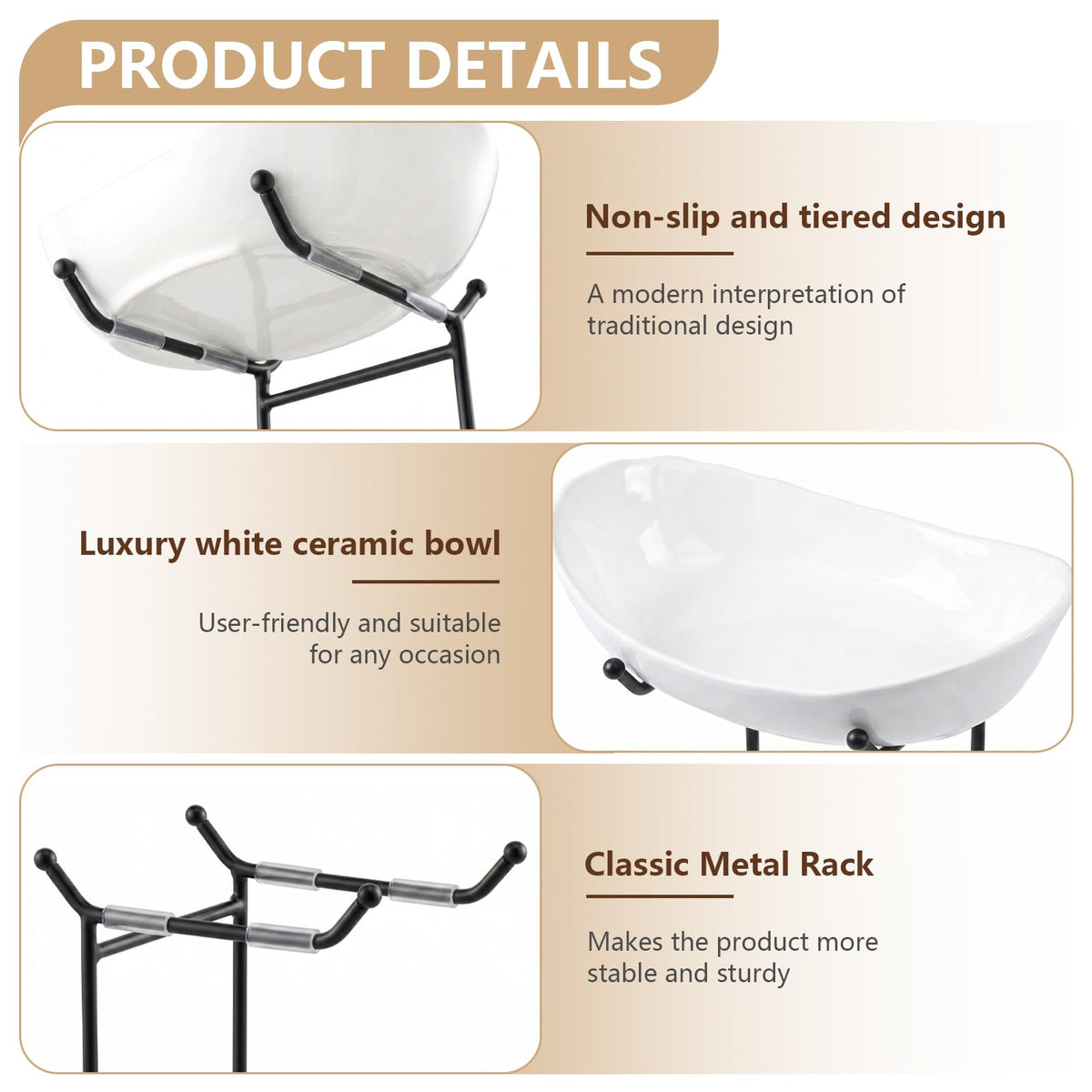 3 Tier Ceramic Fruit Bowl with Metal Stand O158