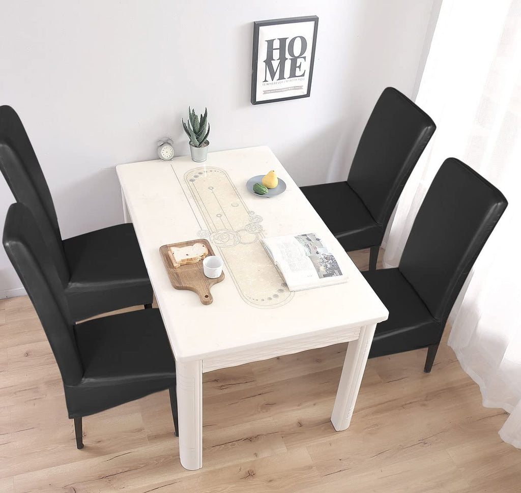 Pu Leather Waterproof Oilproof Stretch Dining Chair Covers 2 PCS W900117