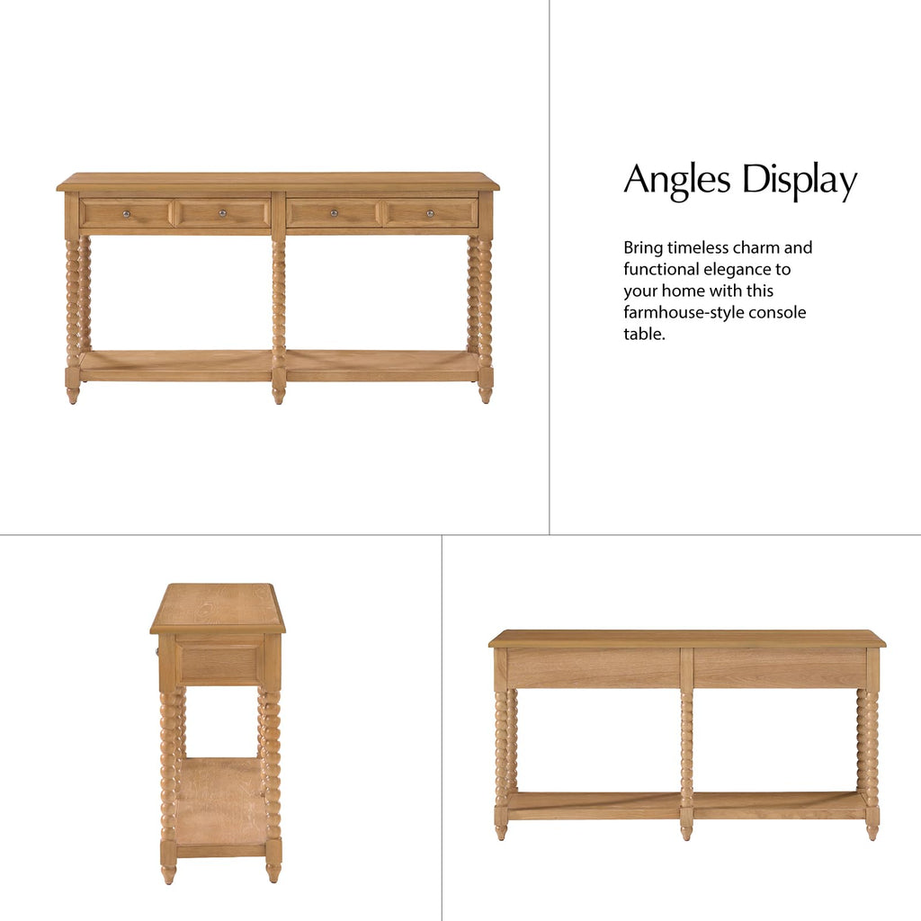 2-Drawer Oak Console Table I70560