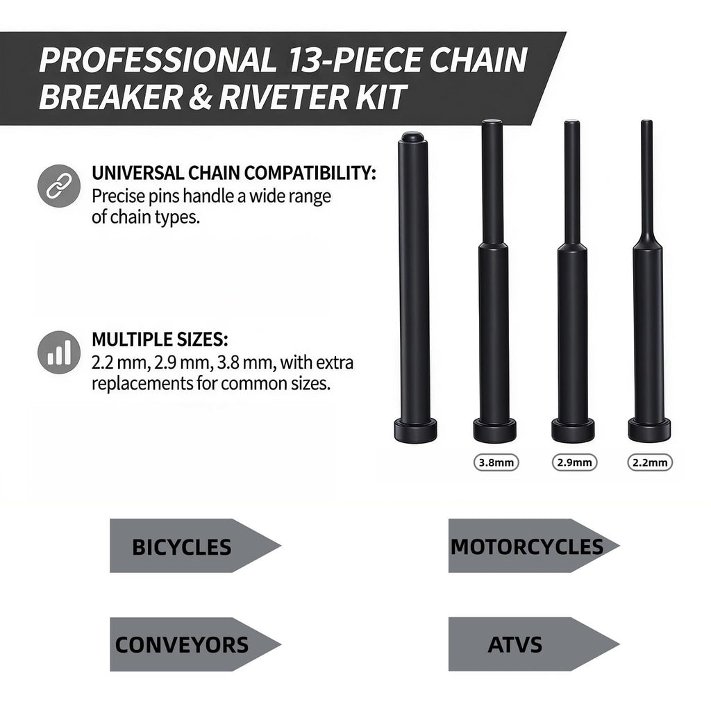 13 Pc Motorcycle Chain Breaker Rivet Tool Kit M52427