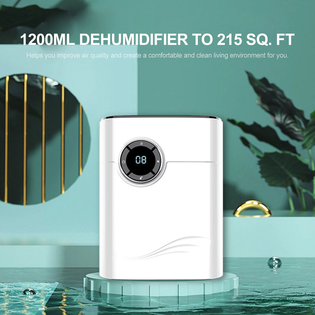1200mL Portable Small Dehumidifier with Humidity Control Q73256