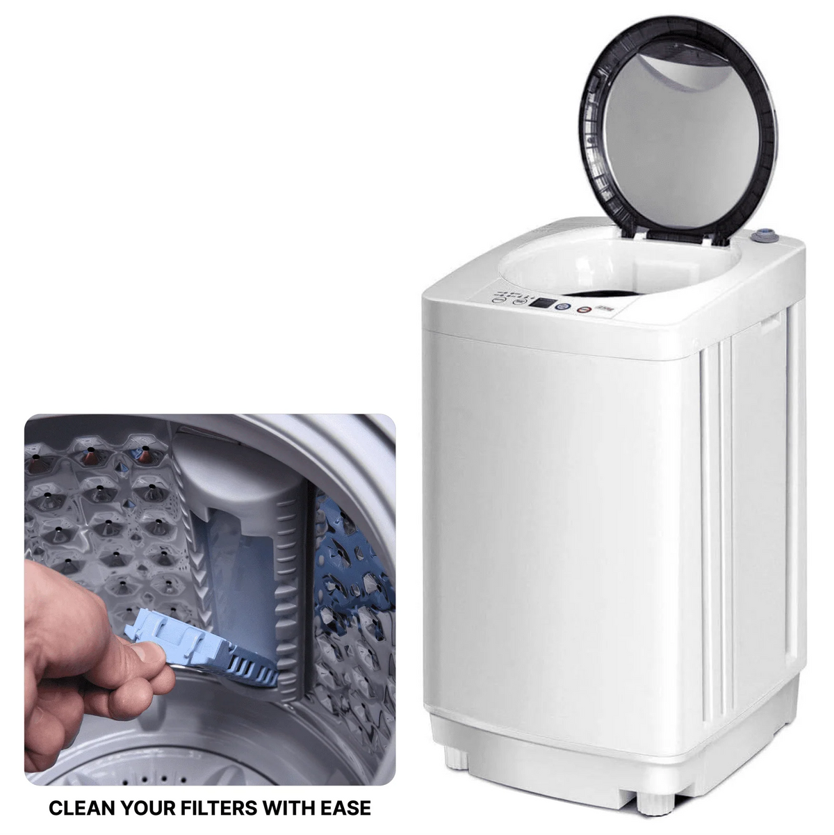 1.34 Cu Ft Portable Full Automatic Washer Spinner Combo S7600